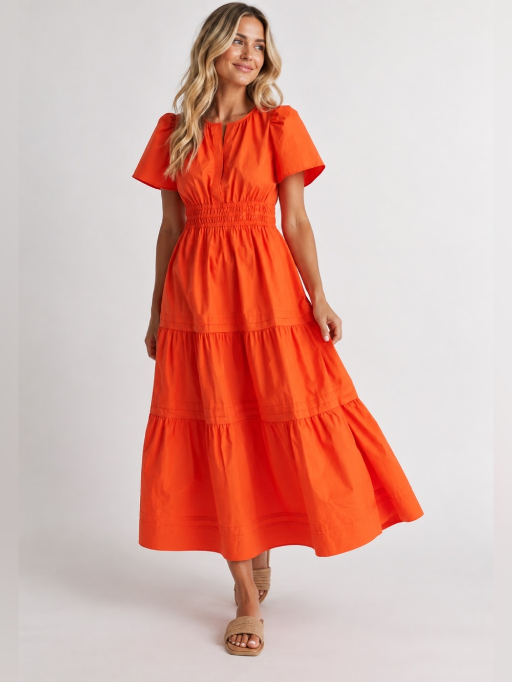 Quince Organic Cotton Poplin Tiered
Maxi Dress MSRP $168